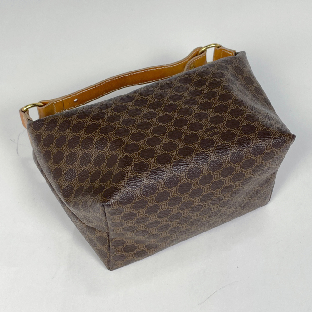 Celine Macadam Pattern Handbag Pouch Coated Canvas Brown Women's - Picture 2 of 8